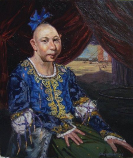 'Pip' from Gail Potocki's new Freaks series.  (Who, thanks to John Barrowman, we now know was incontinent- hence the dress...)